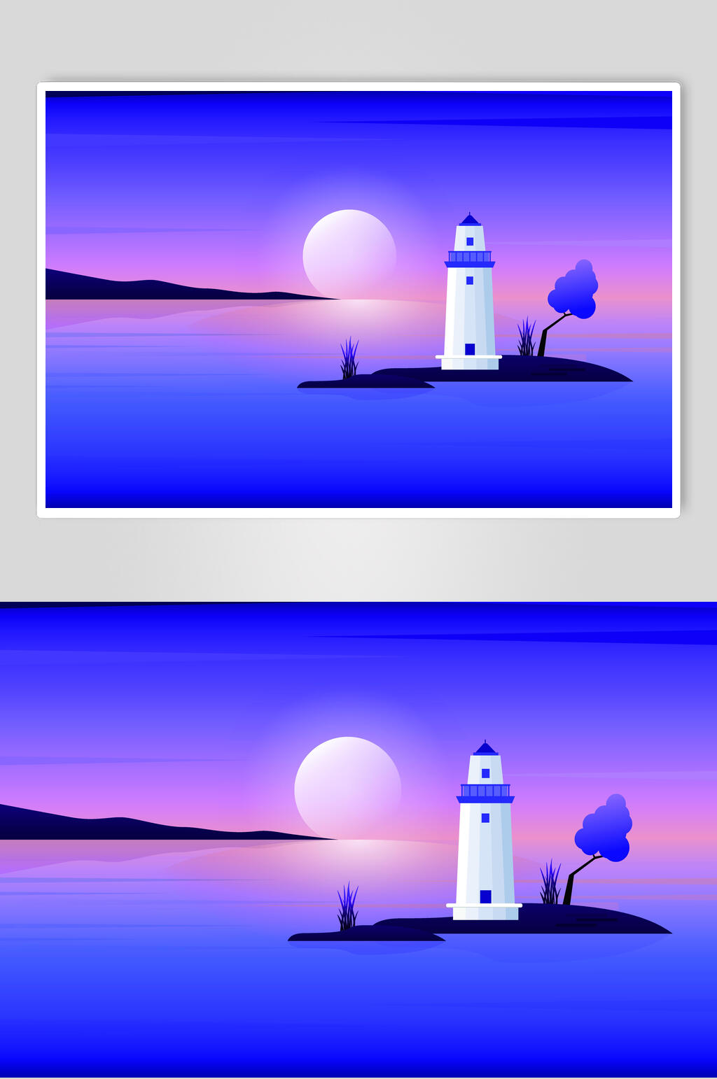 简洁灯塔风景插画素材素材