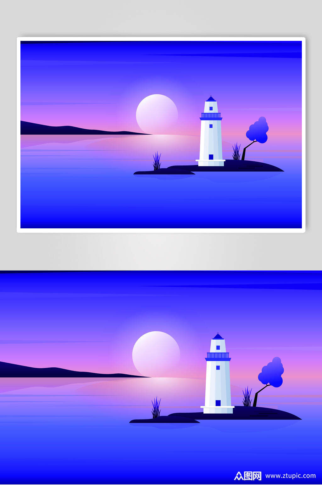 简洁灯塔风景插画素材素材
