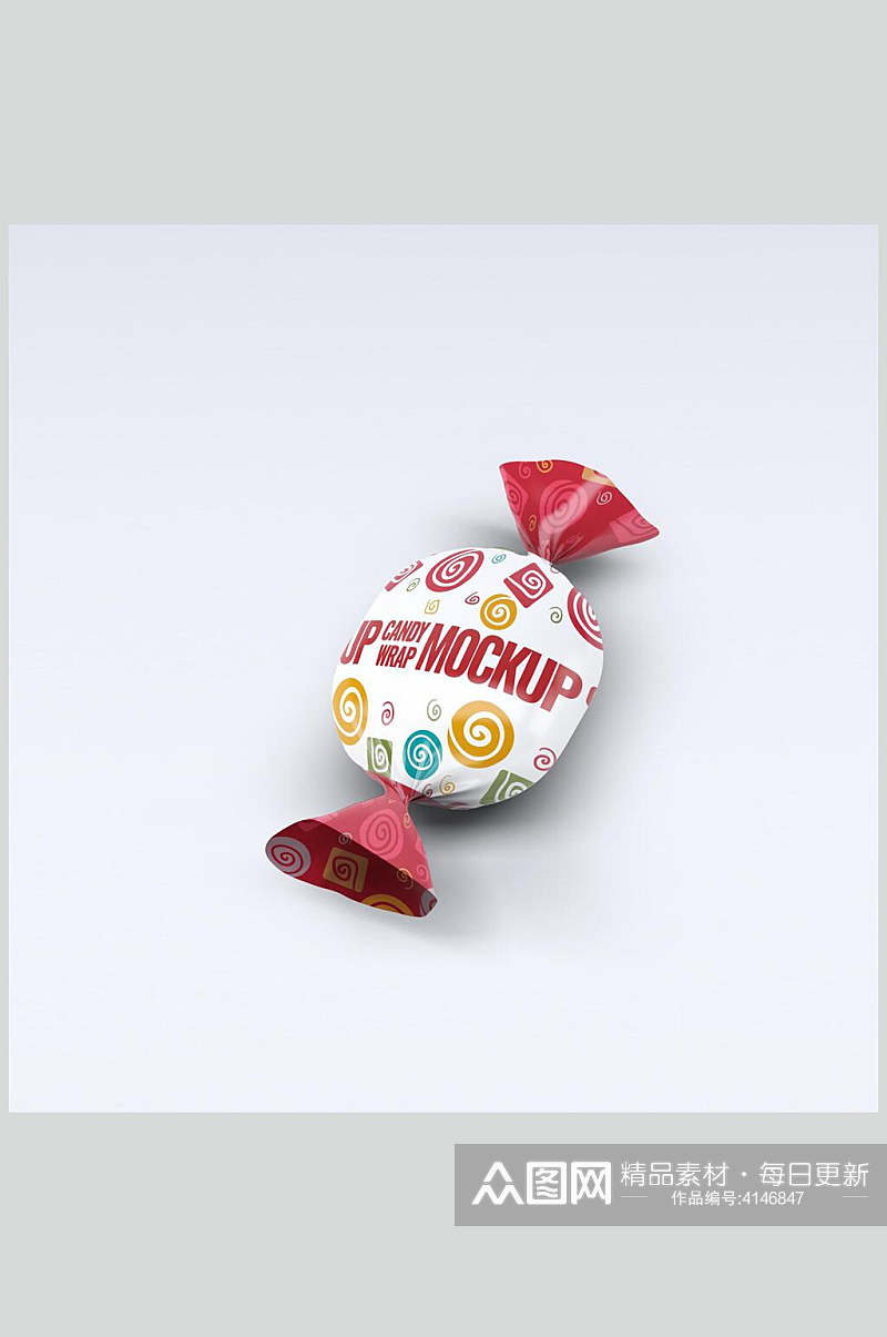 清新英文高端创意红白糖果包装样机素材