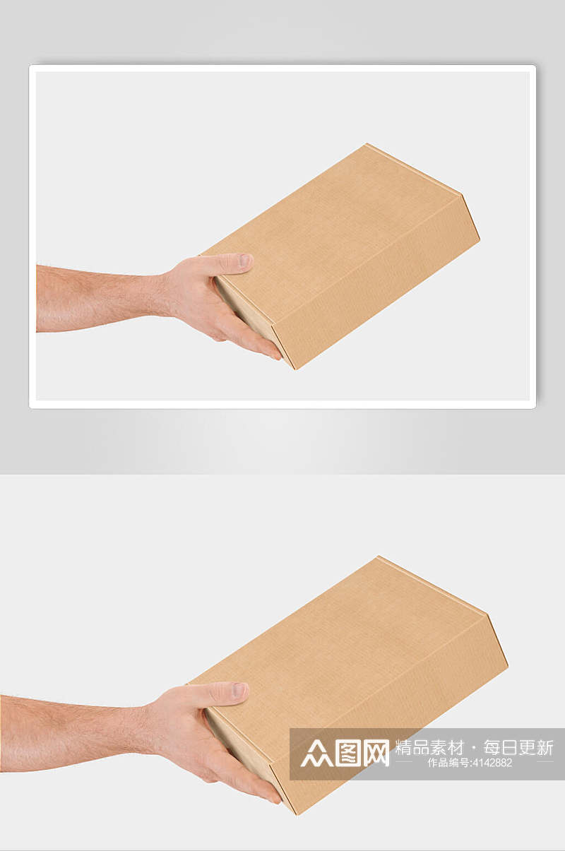 手指立体盒子快递盒包装盒样机素材