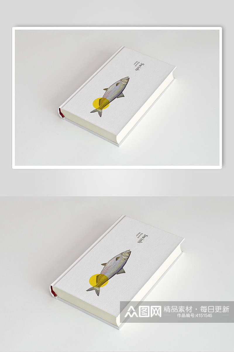 书本鱼类海鲜餐饮贴图展示样机素材