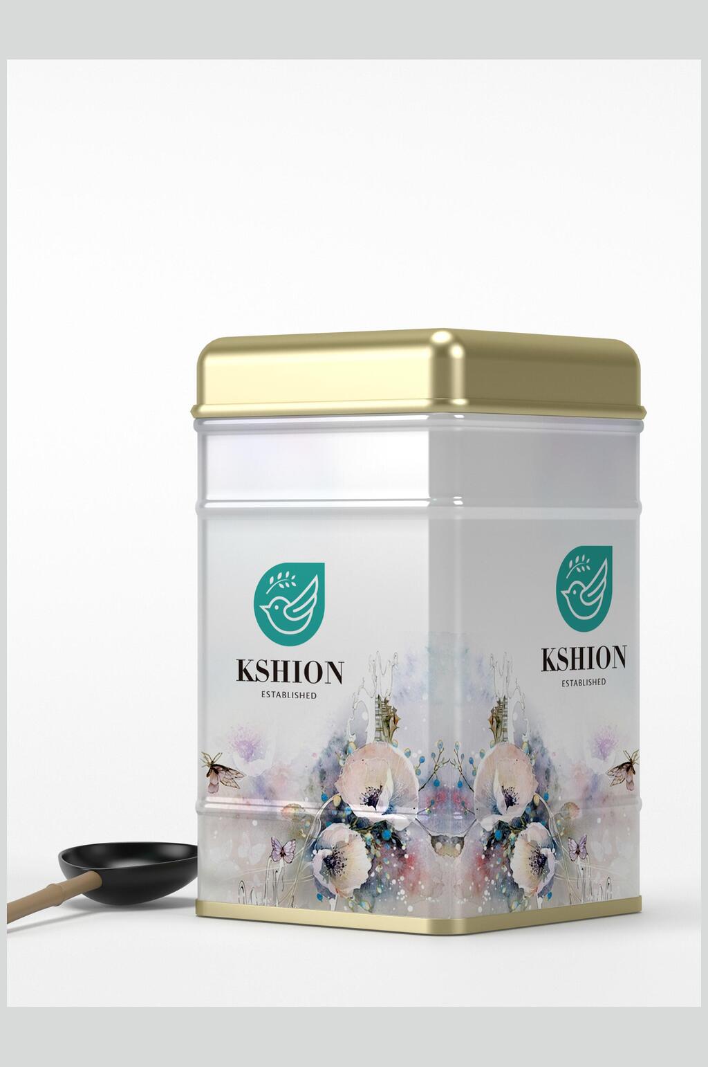 时尚简约英文茶叶包装设计展示样机素材
