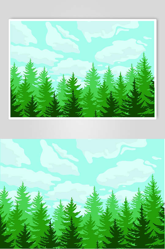 树林自然风景插画矢量素材