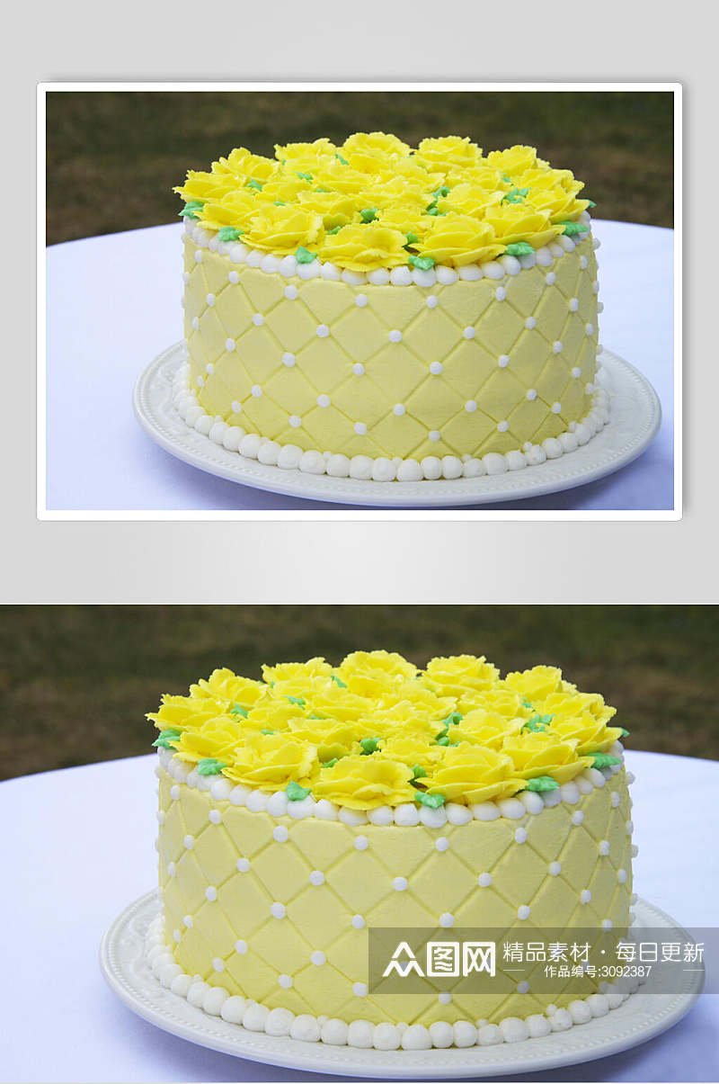 清新黄色生日蛋糕食物图片素材