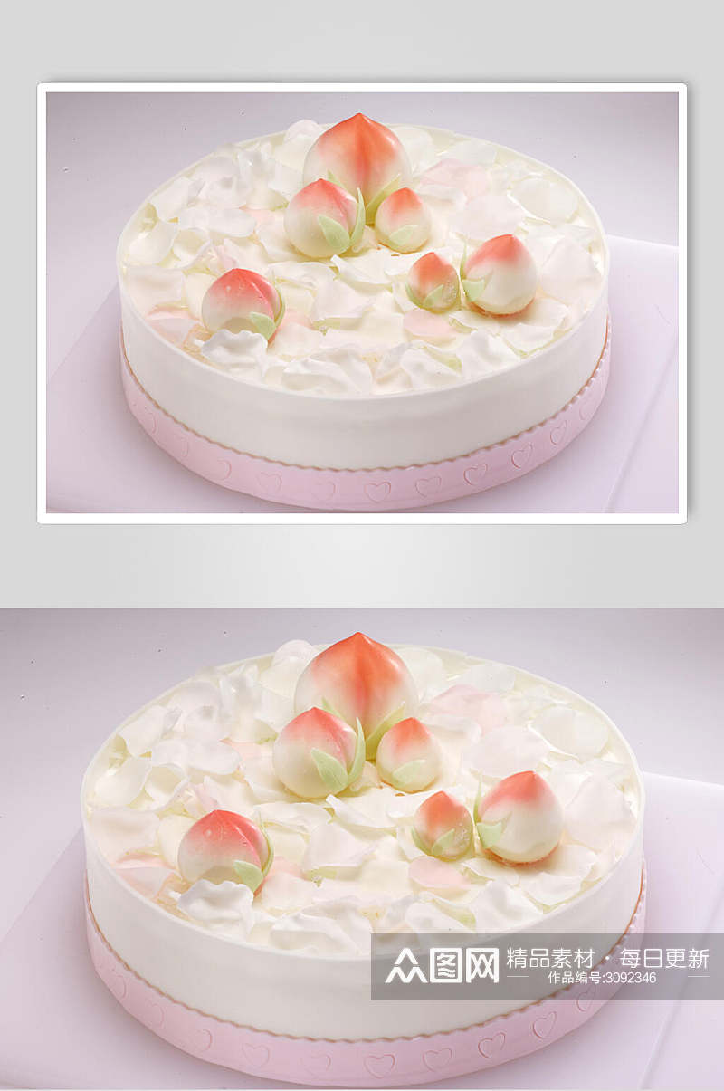招牌寿桃生日蛋糕食物图片素材