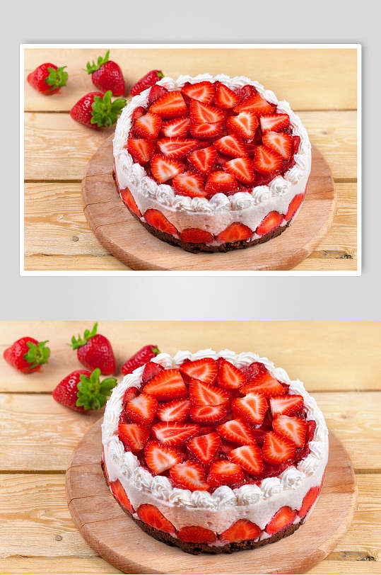 草莓高端生日蛋糕食物图片