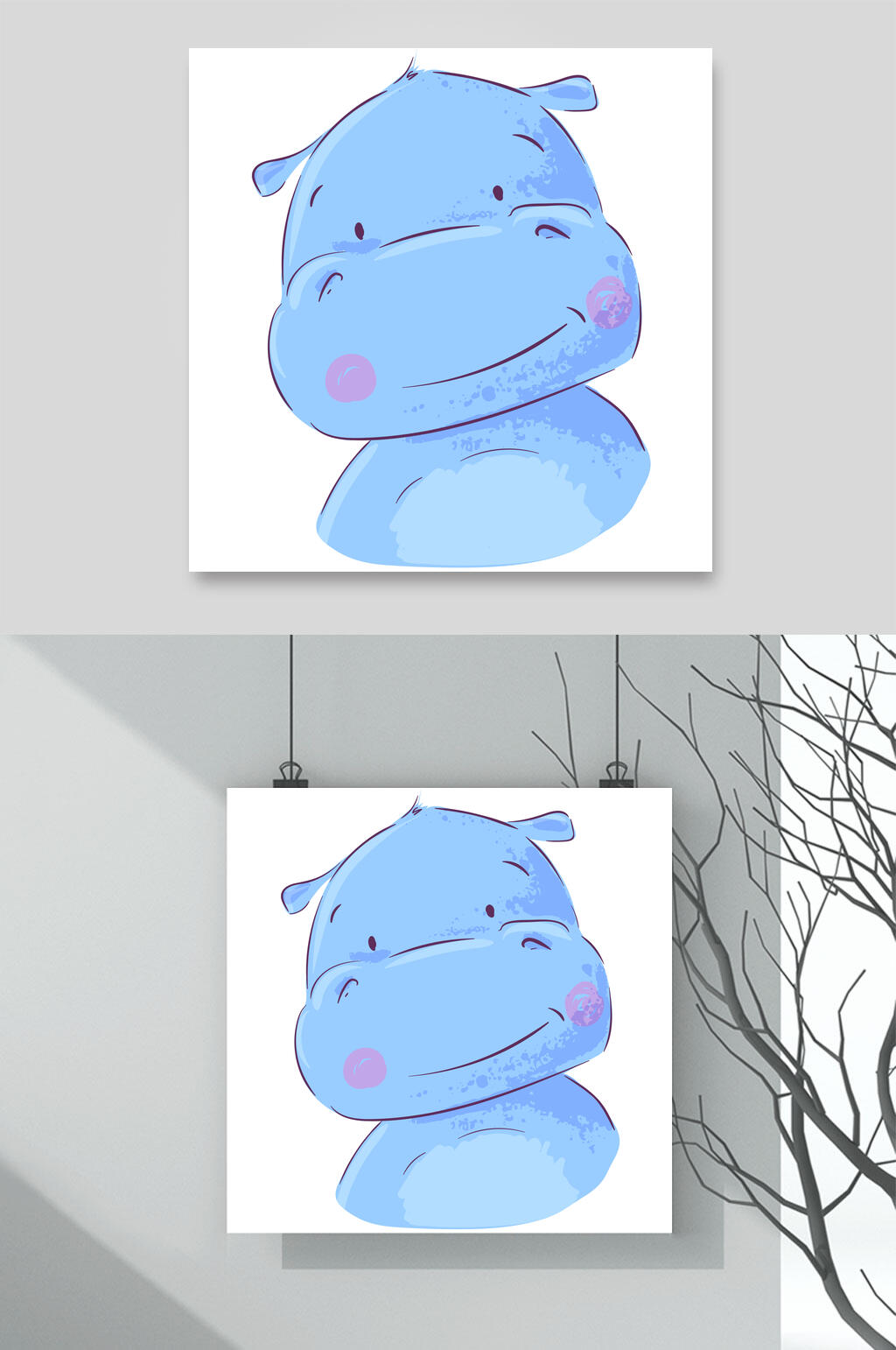 河马航天动物插画矢量素材素材