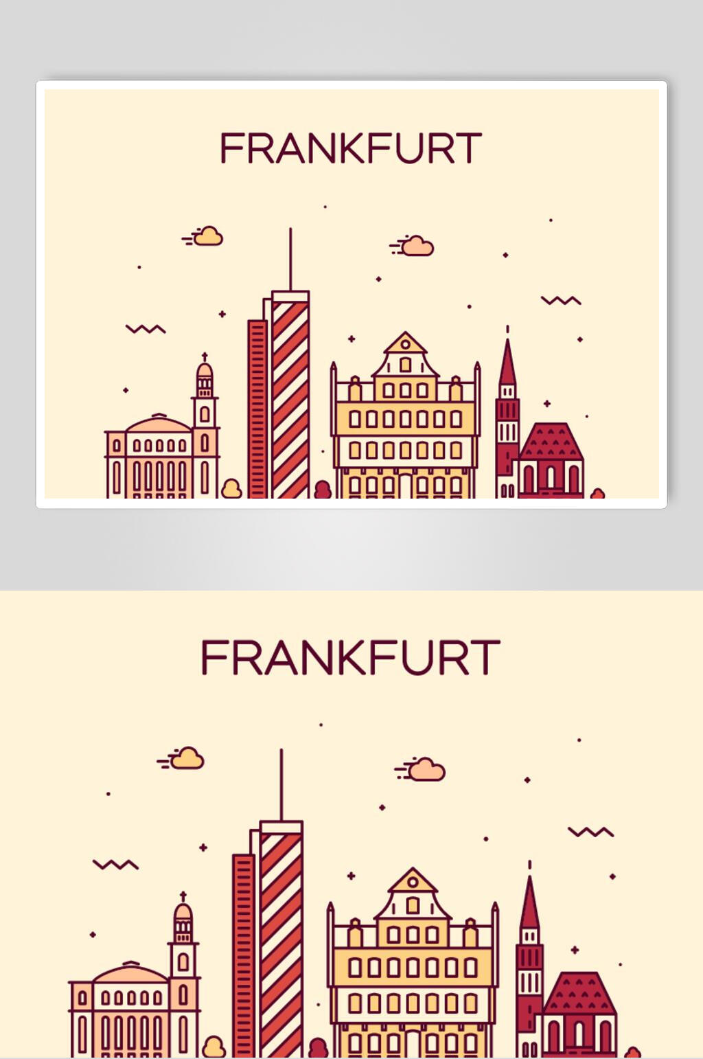 FRANKFURT世界建筑插画矢量素材素材
