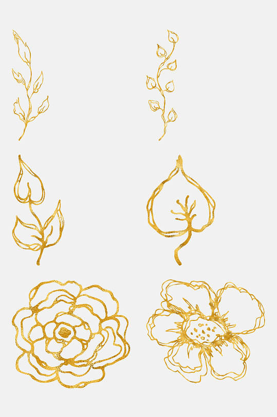 金色典雅花卉花朵免抠元素