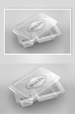 透明塑料带盖饭盒样机