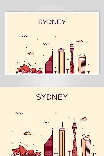 SYDNEY世界建筑插画矢量素材