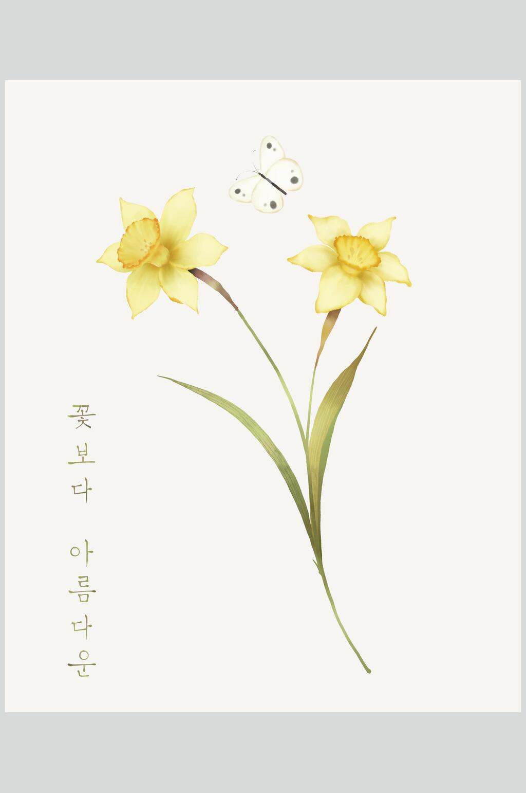 日式简约花卉手绘素材素材