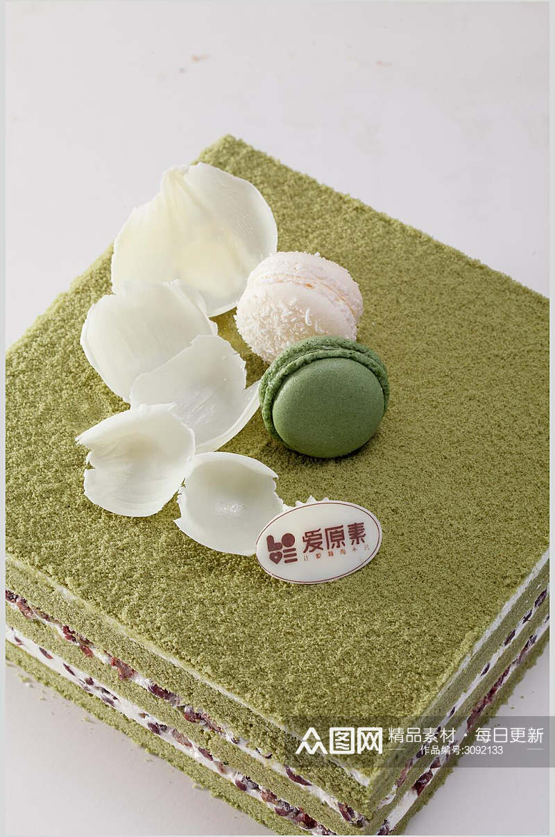 抹茶生日蛋糕美食摄影图片素材