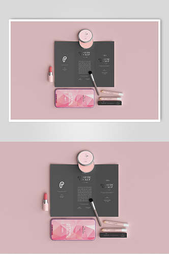 纸张粉色护肤美妆产品包装展示样机