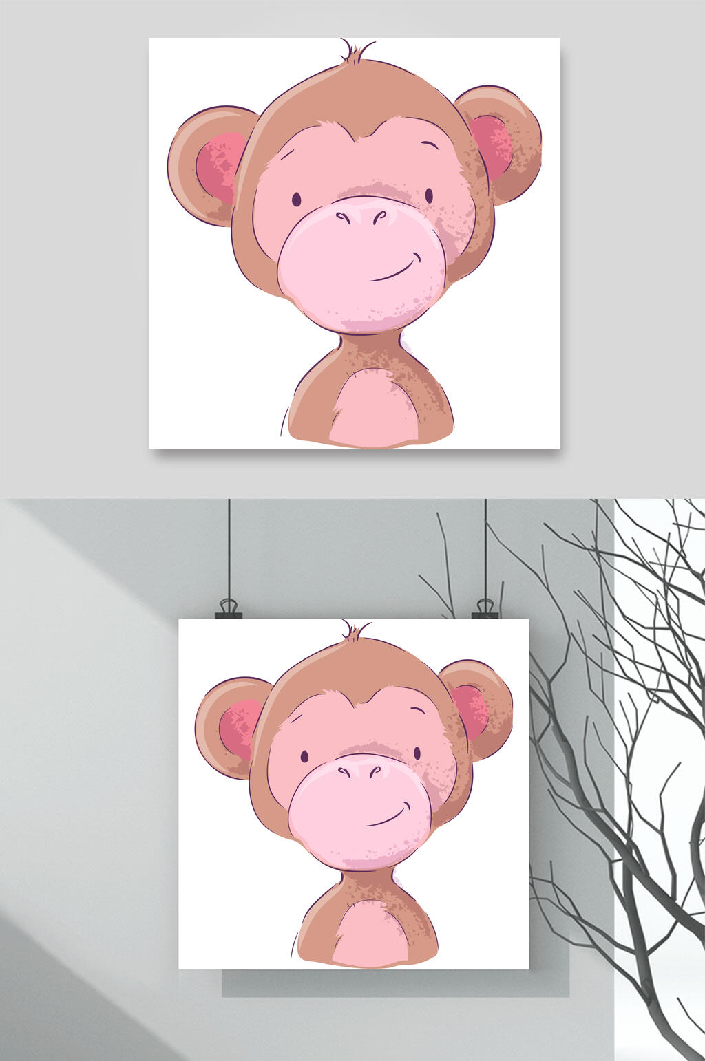 可爱猴子航天动物插画矢量素材素材