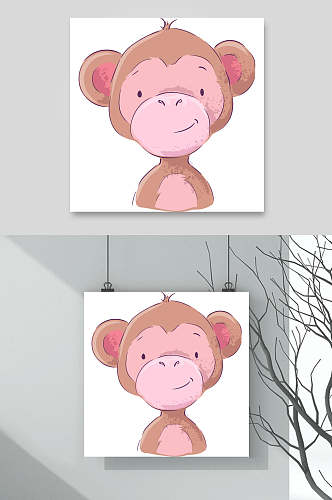 可爱猴子航天动物插画矢量素材