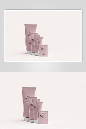 粉紫立体护肤美妆产品包装展示样机