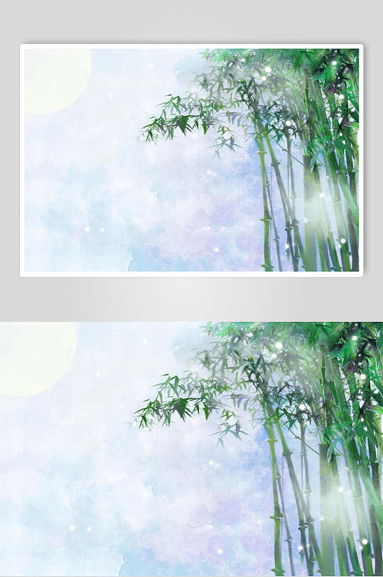 古典竹子山水水墨插画素材