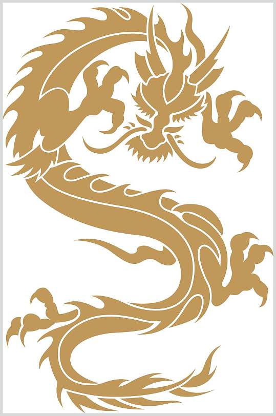 金粉线条龙纹样矢量素材