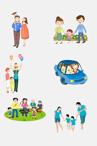简洁卡通幸福家庭插画免抠设计素材