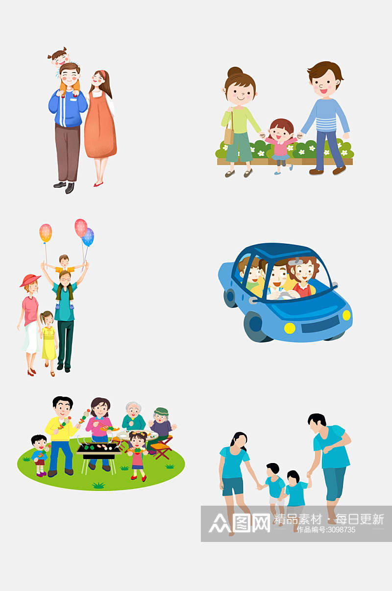 简洁卡通幸福家庭插画免抠设计素材素材