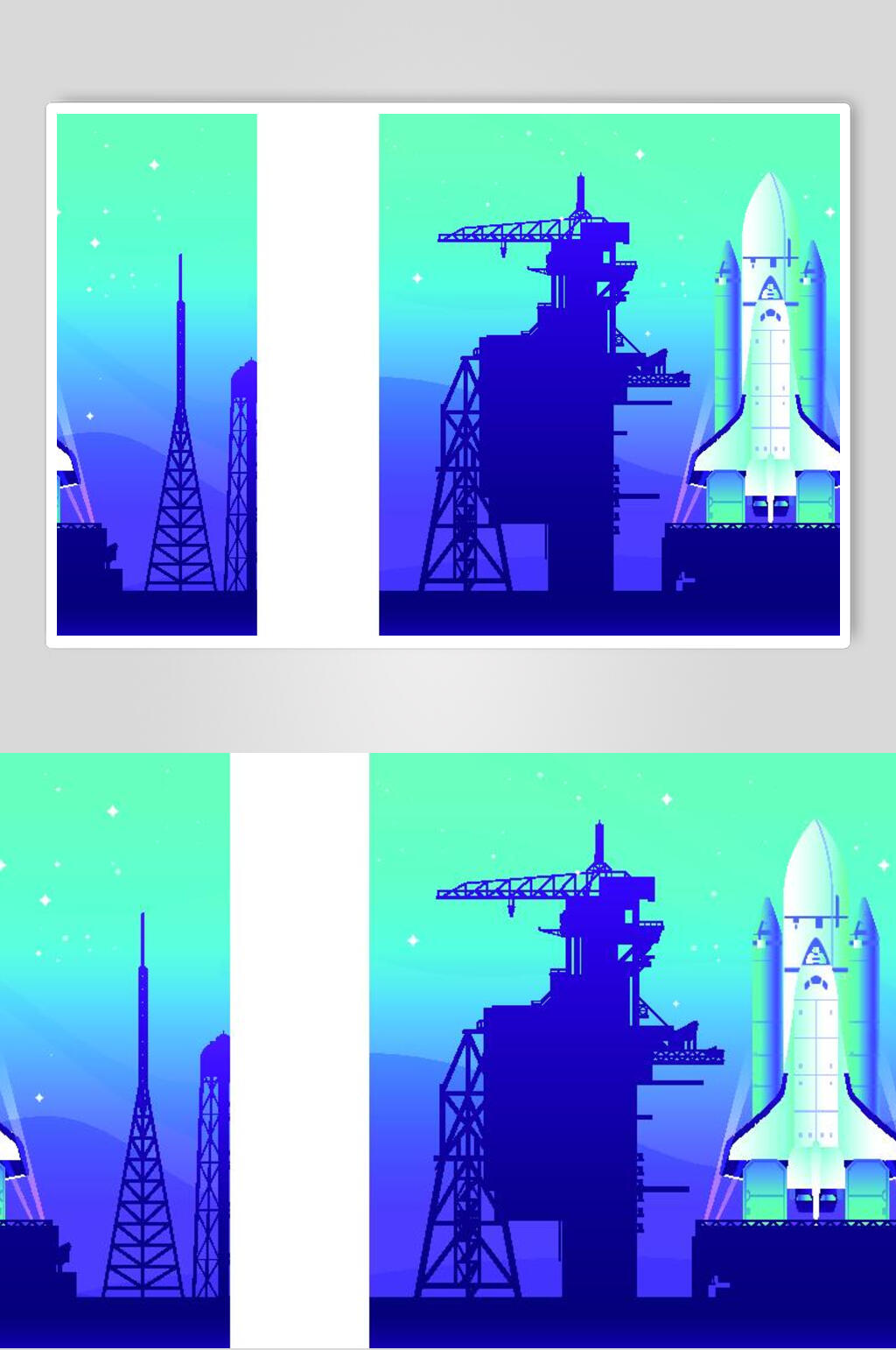 火箭星球渐变矢量素材素材