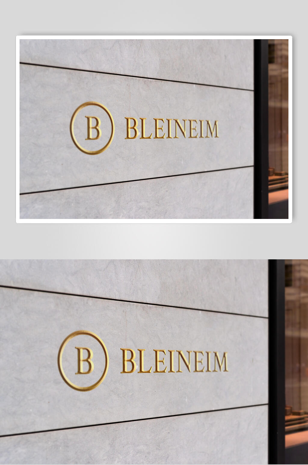 金色门头招牌LOGO展示场景样机素材