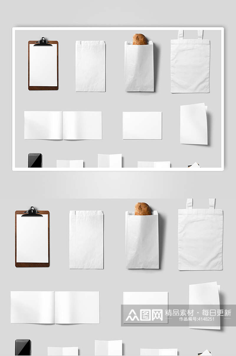极简纸袋子菜单餐饮贴图样机素材