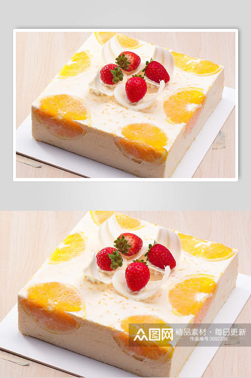 时尚草莓芒果生日蛋糕食物图片素材