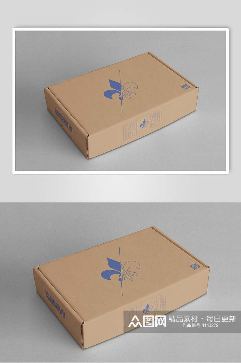 立体方形图案快递盒包装盒样机素材