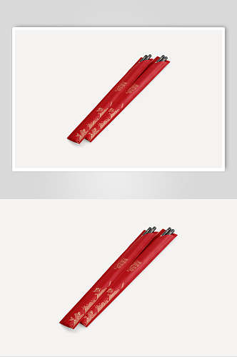 长条英文字母红色筷套筷子样机