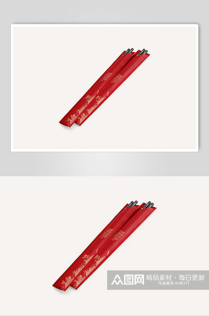 长条英文字母红色筷套筷子样机素材