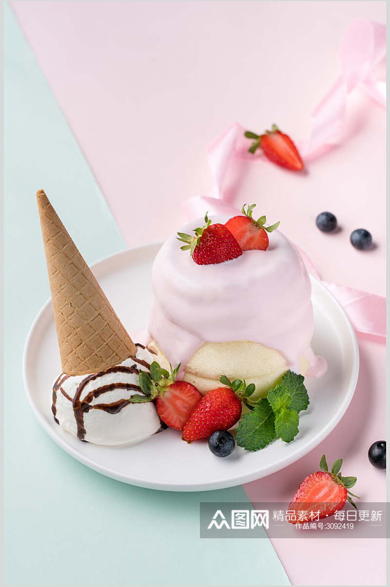 冰淇淋生日蛋糕摄影食物高清图片素材