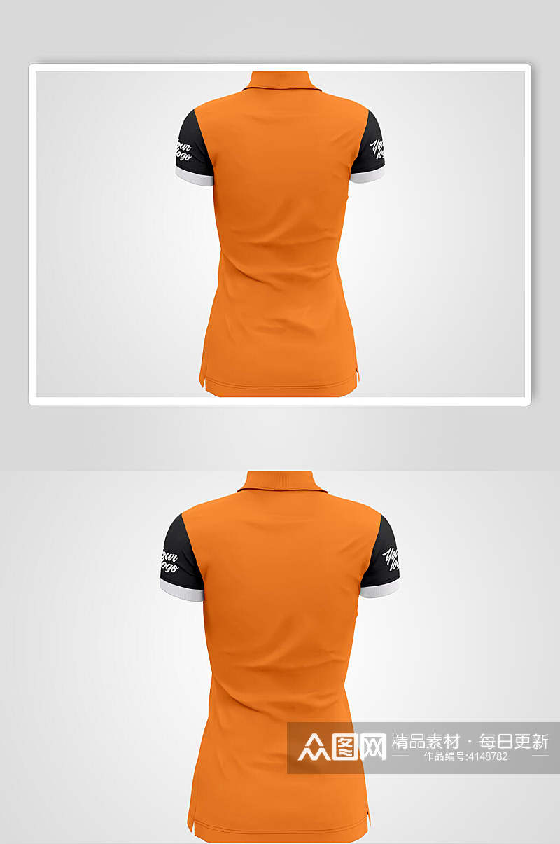 橙色短袖衣服贴图样机素材