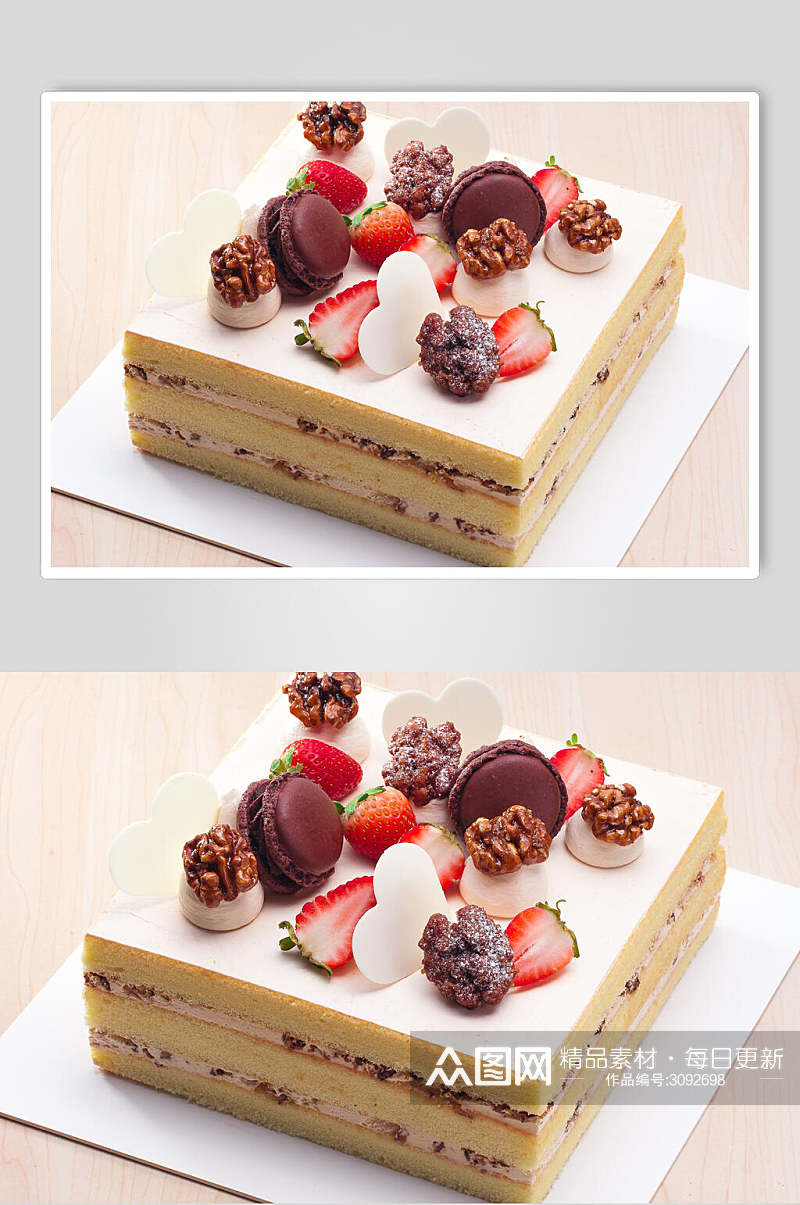 奥利奥坚果草莓生日蛋糕食品美食图片素材