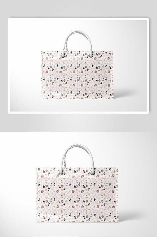 叶子长方形白手提袋购物袋样机-众图网