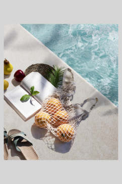 泳池水果下午茶夏季海报