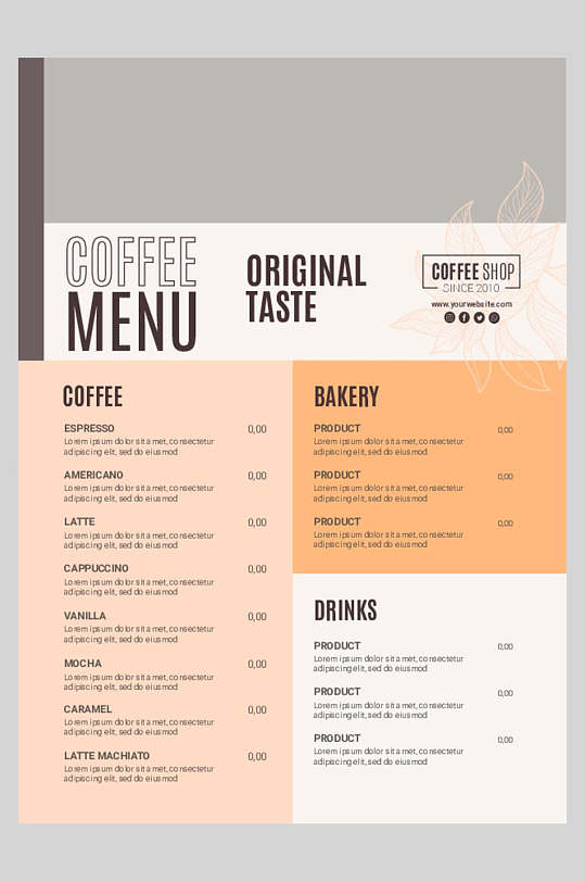英文咖啡菜单图片-英文咖啡菜单设计素材-英文咖啡菜单模板下载
