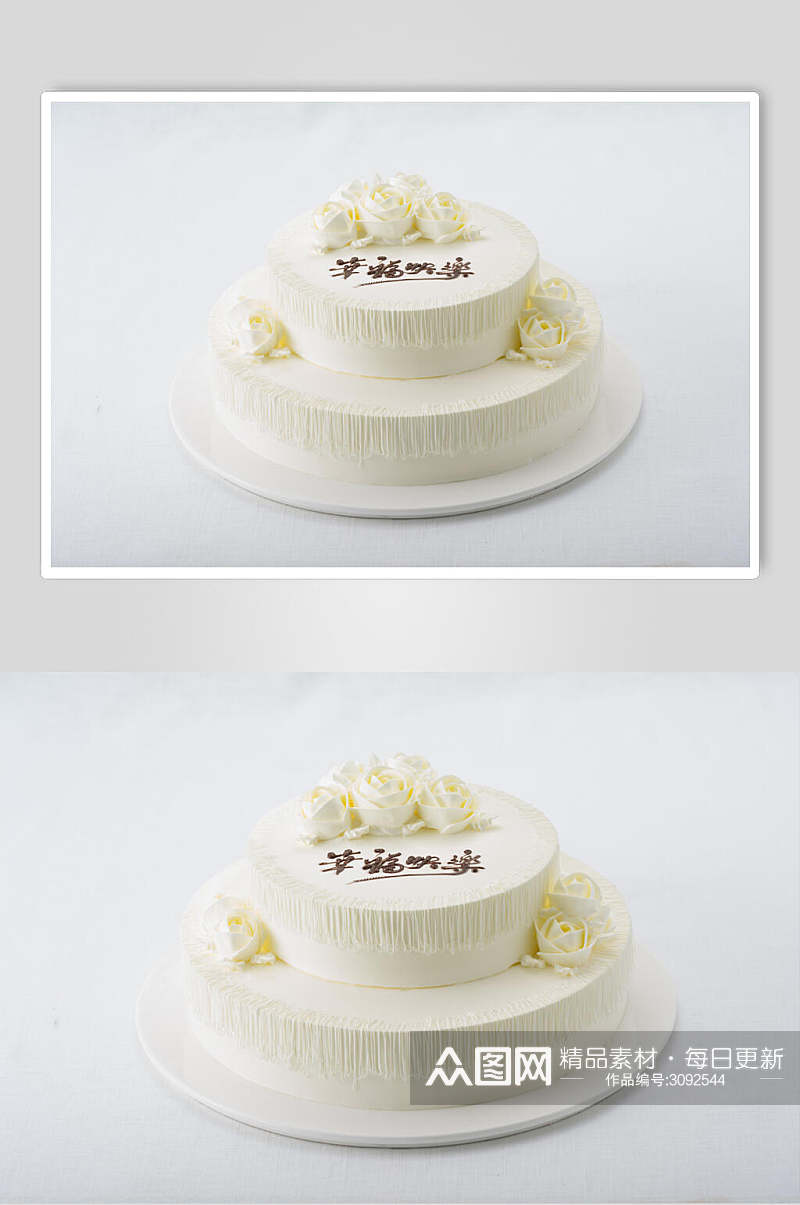 清新白色生日蛋糕图片素材