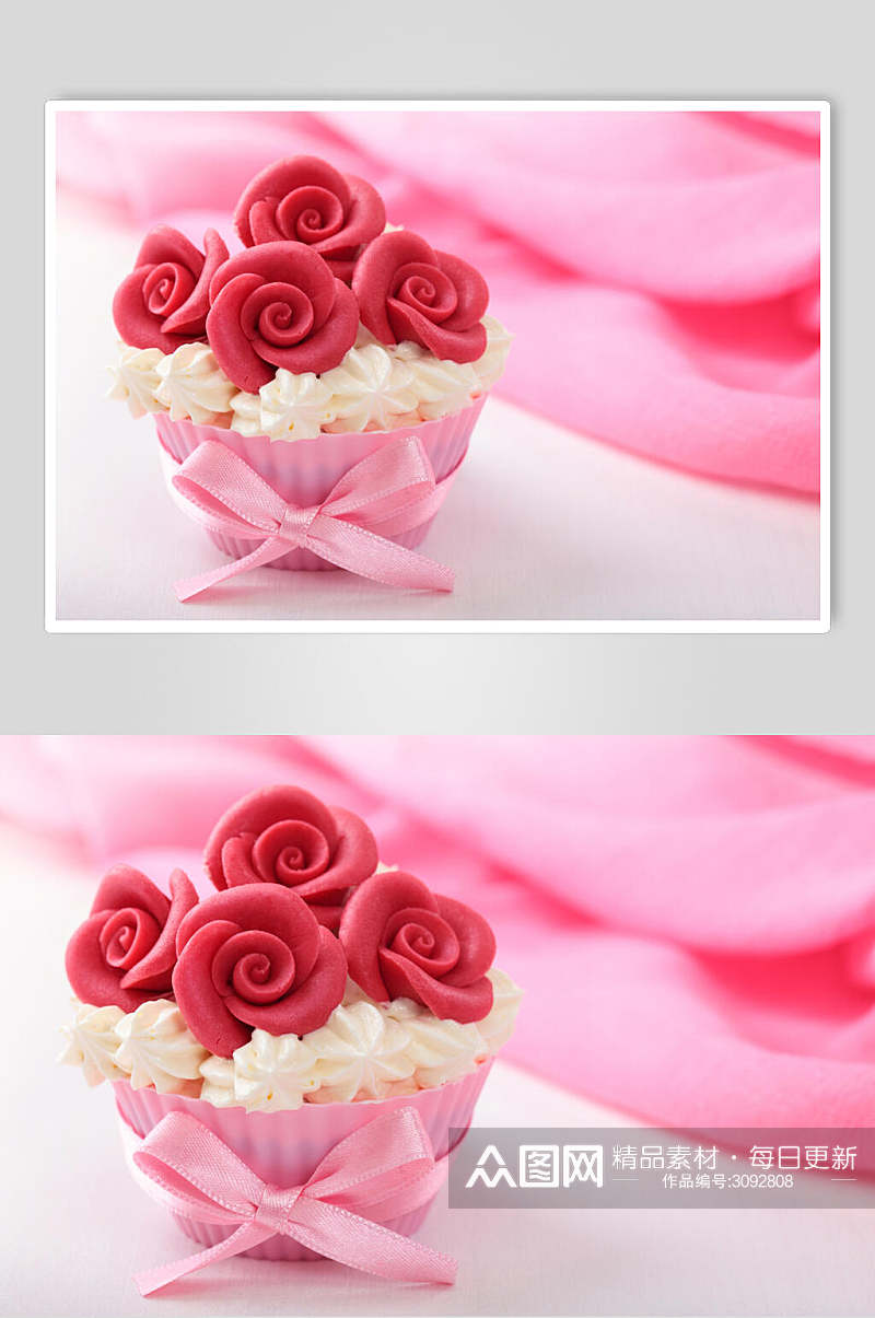 粉色花卉生日蛋糕食品食物图片 植物图片素材