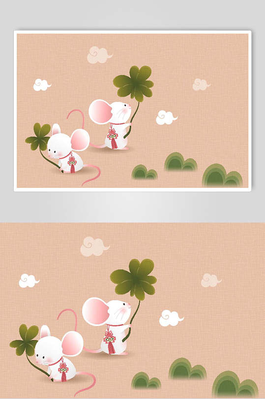 可爱祥云大气卡通萌鼠插画矢量素材