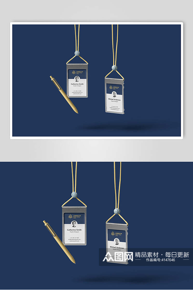 创意典雅吊牌酒店品牌VI设计提案展示样机素材