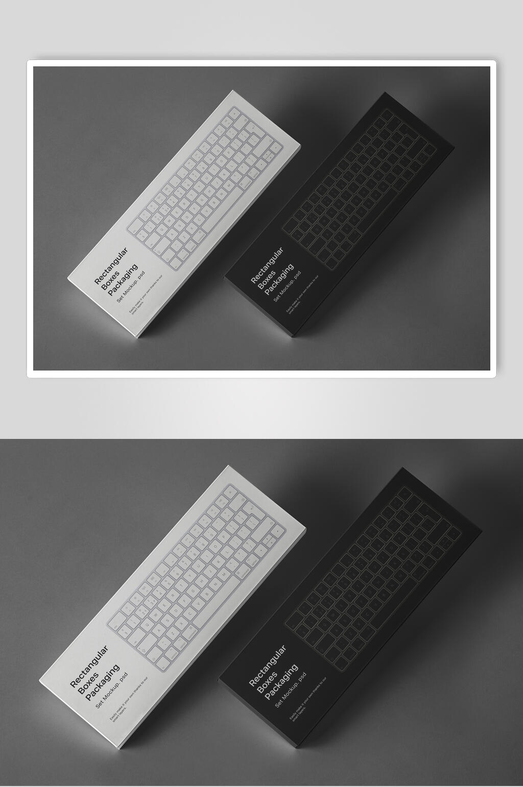 键盘黑白简约创意包装设计展示样机素材