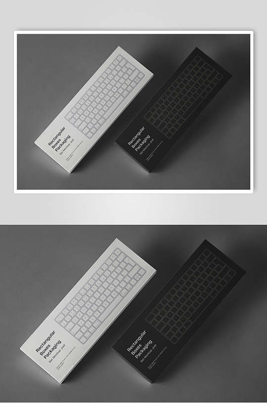 键盘黑白简约创意包装设计展示样机