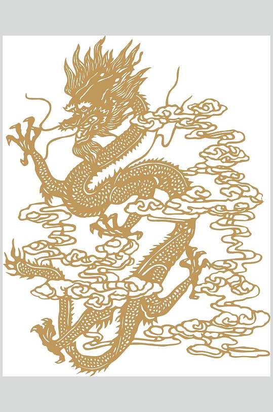 金粉描边龙纹样矢量素材