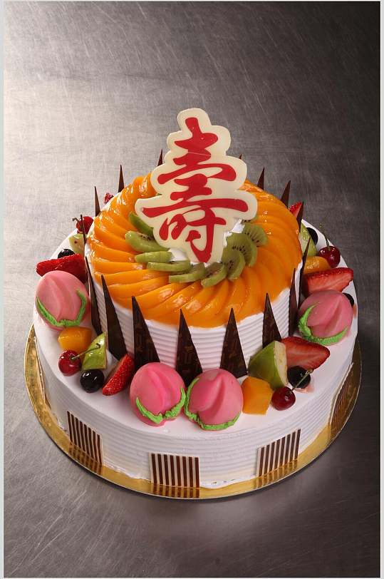 创意美味水果生日蛋糕食物摄影图片