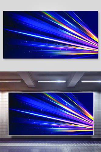 科技霓虹灯光效背景展板