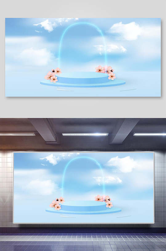 蓝色电声场景背景展板-众图网