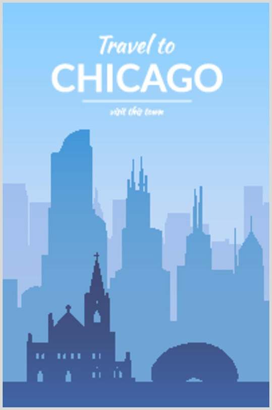 剪影风美国芝加哥标志性建筑素材