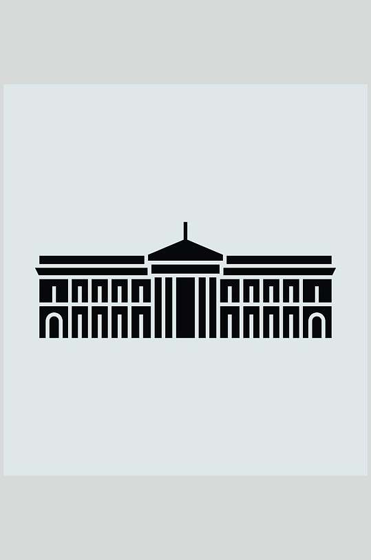 黑白积木搭建风国家建筑图案矢量素材